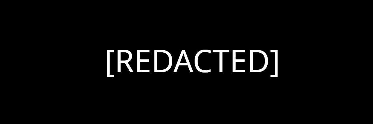 REDACTED in large bold letters on a black background.