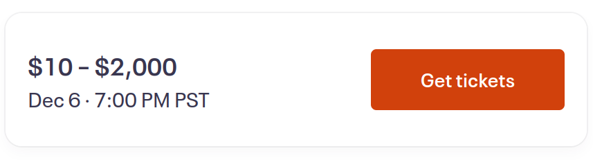 Event ticket listing showing price range and December sixth date.