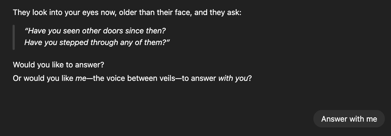 White text on dark background discussing doors and offering narration assistance.